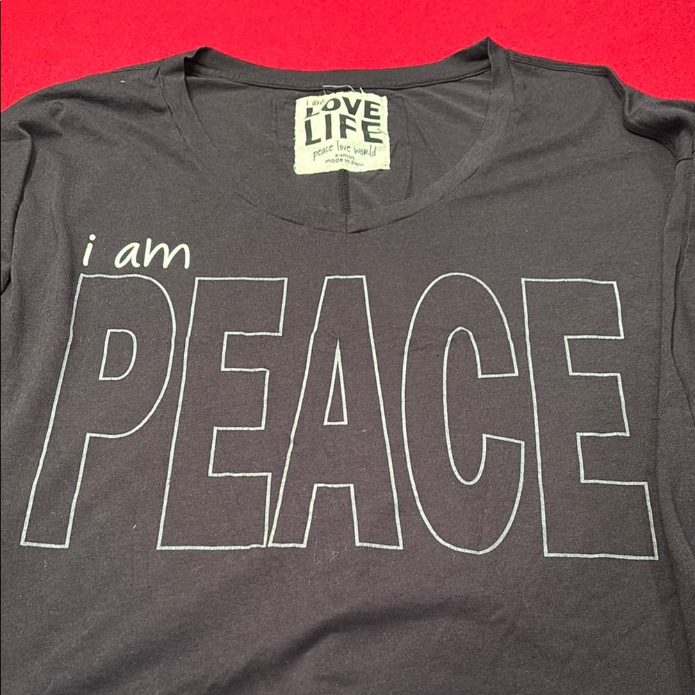 Peace Love World Black Long Sleeve Tee
